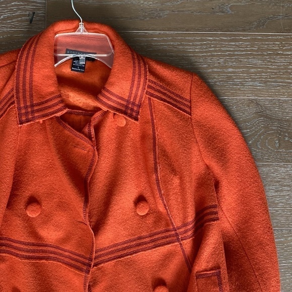 Robert Louis Fall Wool Blend Pea Coat | Orange | L - Picture 3 of 6